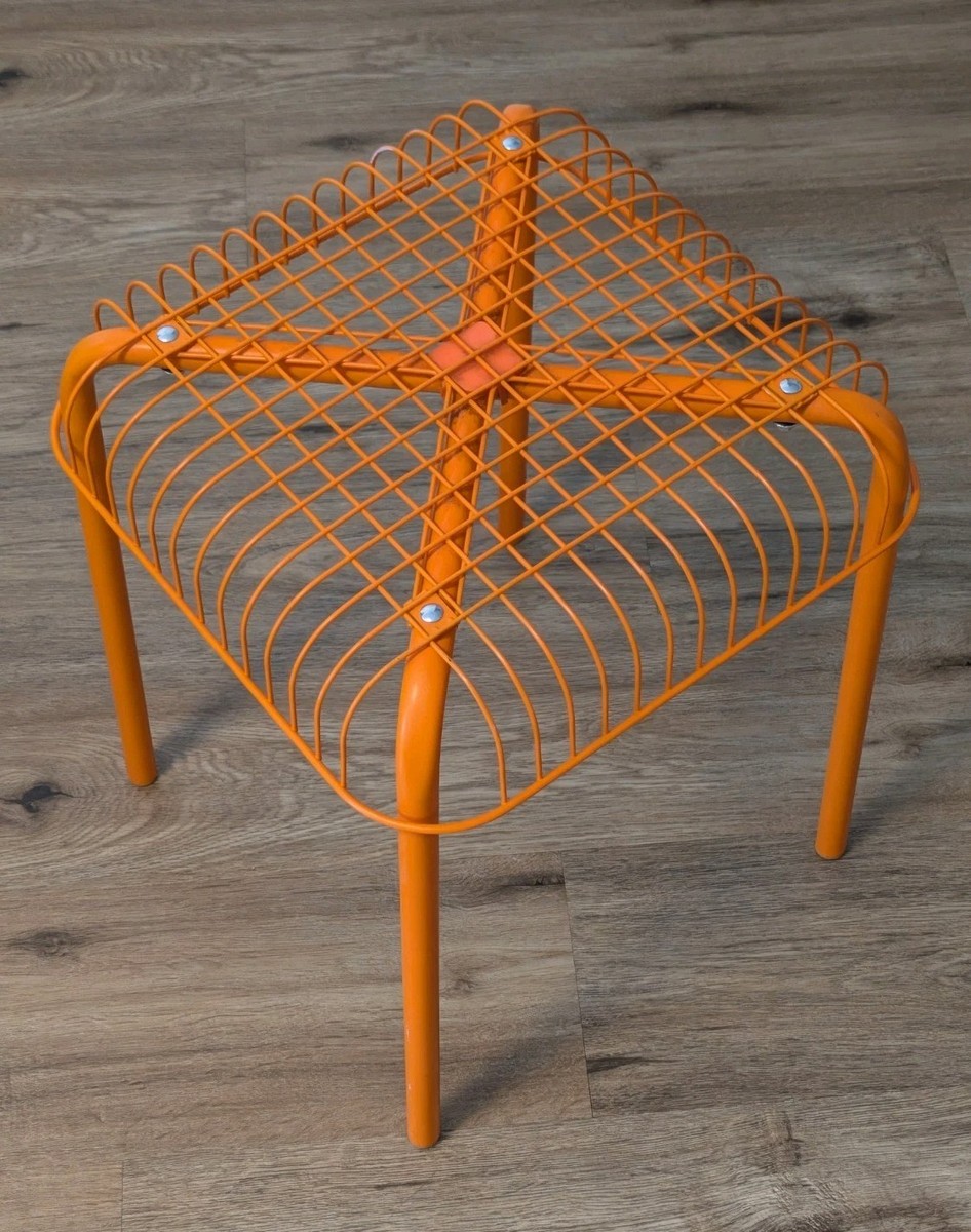 IKEA VÄSTERÖN Orange Stool Vintage Metal Wire Stool Vasteron | eBay