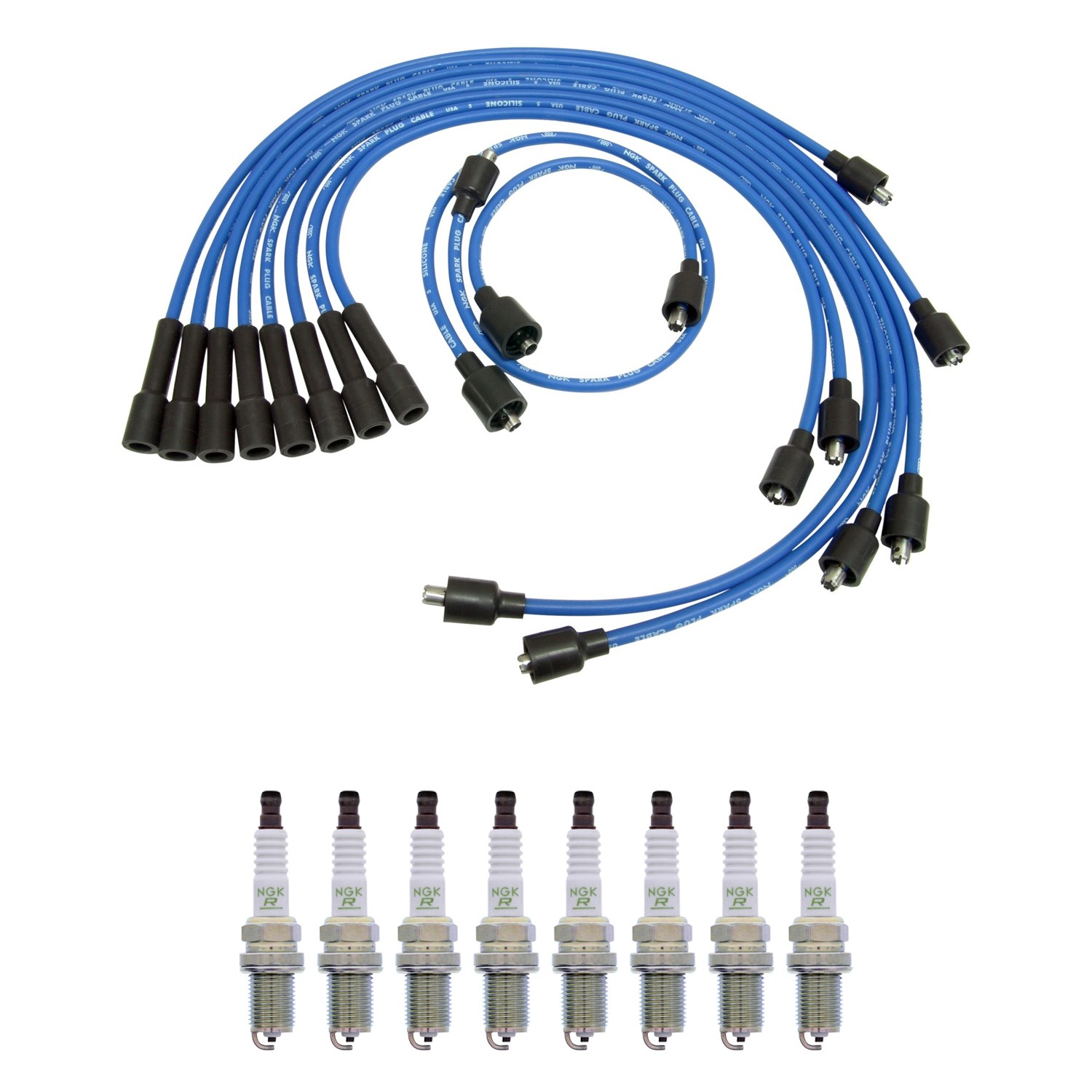 NGK 7mm Wire Set 8 Nickel Spark Plug Kit For Ramcharger V8 Naturally Aspirated