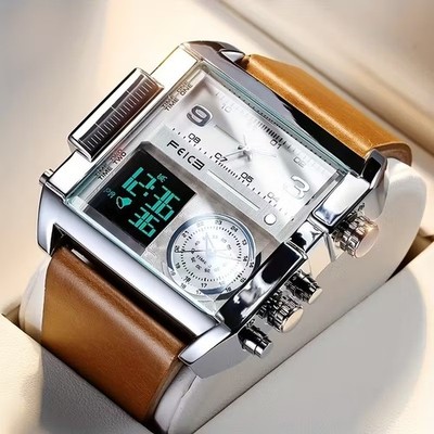 FEICE FK030 Men s Square 50mm Analog Digital Quartz Watch LED Multi Function