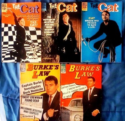 5 TV comics: T.H.E. Cat #s 1, 2, and 4 plus Burke's Law #1 and #2 Dell