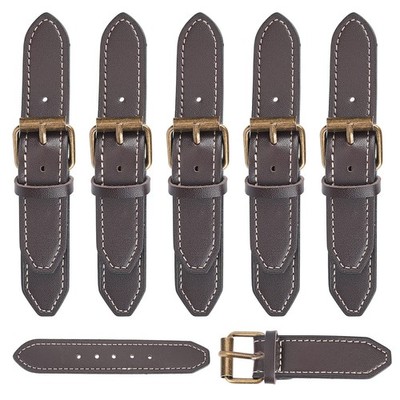 6 Sets Leather SewOn Toggles Closures Coconut Brown PU Snap Duffle Buckle