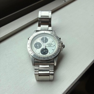 ALBA Carib Seiko Panda Chronograph Men's Watch Y189 7A10 Auth