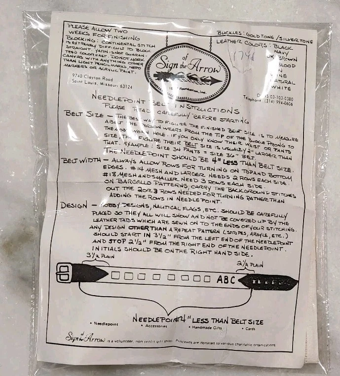 Hand Painted Needlepoint DALMATION DOG BELT Canvas Yarn KIT Sign Of The Arrow - Image 2 of 4