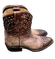 Frye Billy Brown Leather Studded Western Mid-Calf Cowboy Boots Women’s 7.5 M