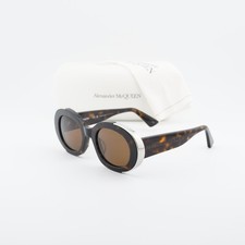 Alexander McQueen AM0445S 002 Havana/Brown 51-23-140 Sunglasses New Authentic