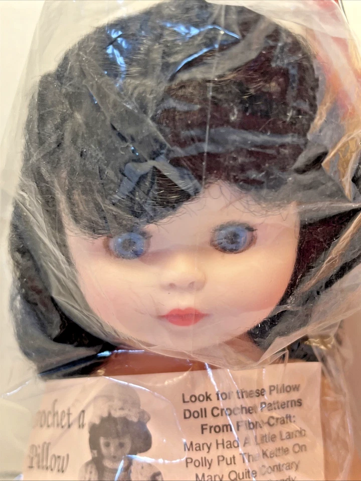Vintage Fiber Craft 8" Pillow Doll 3119 Black & Orange Hair 1988 Lot of 2 New - Image 4 of 4