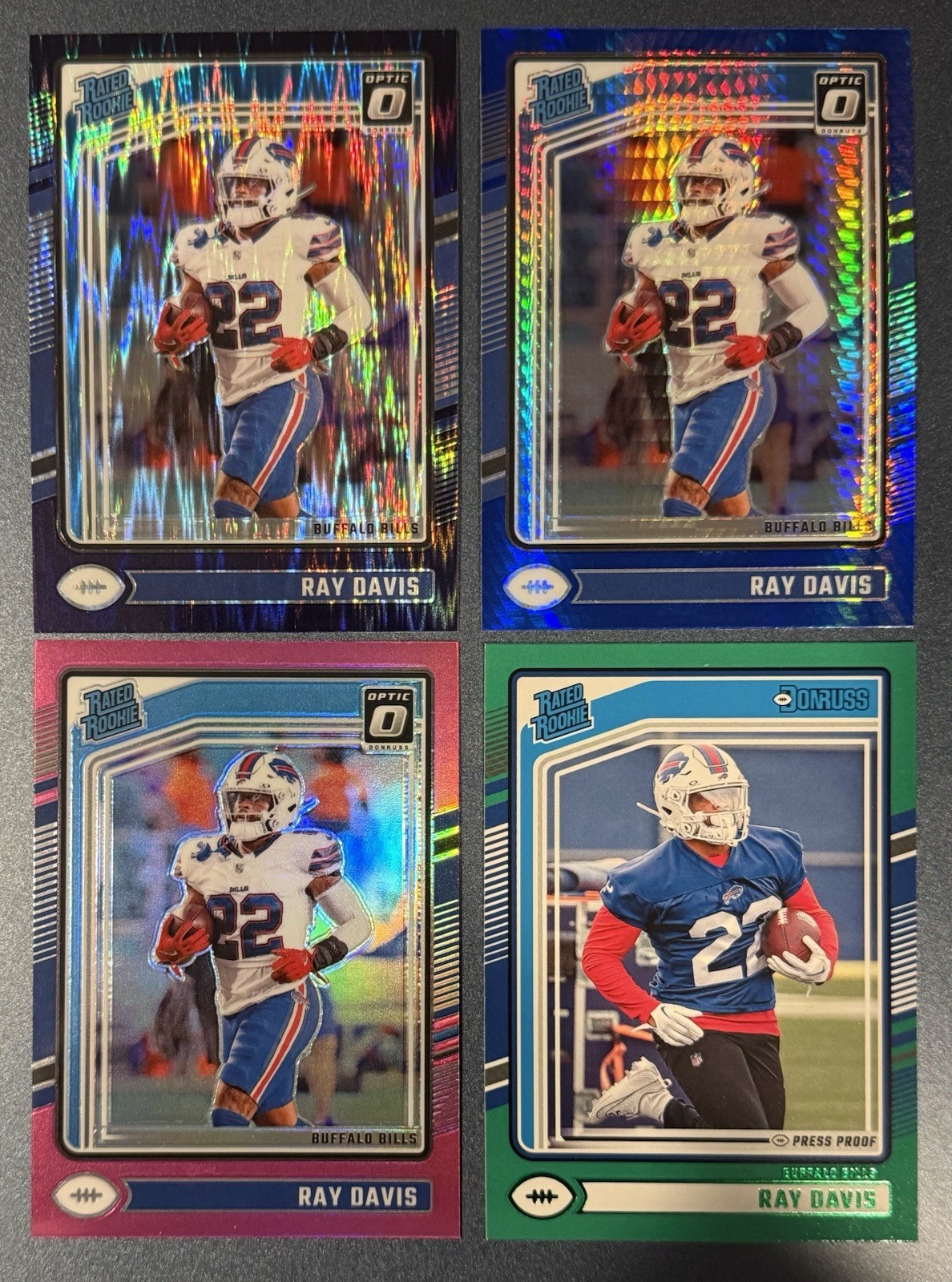 Ray Davis - 4 Rookie Card Lot - Bills