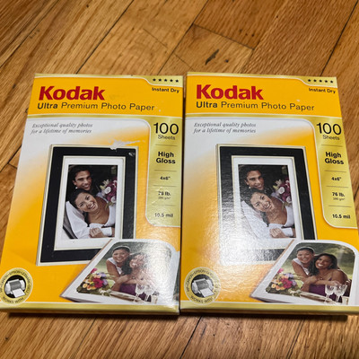 NEW (2) Kodak 4x6 Ultra Premium Photo Paper High Gloss 100 Sheets Instant Dry