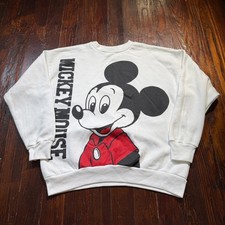 Vintage 90s Mickey Mouse Sweatshirt Mens XL White USA Made Disney Double Sided