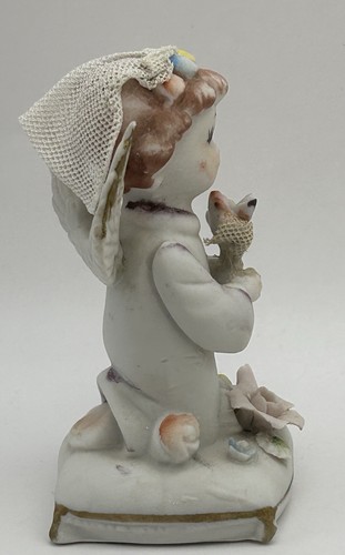 Vintage Napco Ware Porzellan Engel mit Schleier & Blumen Figur 3,25" - Bild 2 von 7