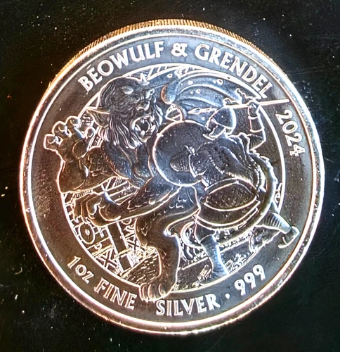 2024 Beowulf & Grendel Royal Mint UK Myth Legend Bullion-0.999 Silver  1 Oz Coin