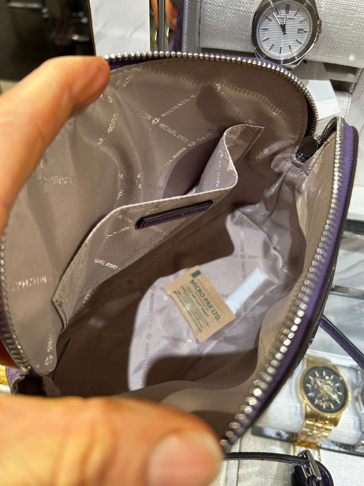 Michael Kors Jet Set Women Dome Crossbody Bag +Double Zip Wallet Set Dark Purple thumbnail 11