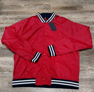 Five Four Los Angeles Alex Bomber Jacket Mens Large Red Varsity Nylon