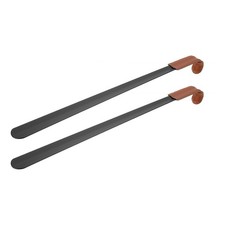 23in Shoe Horn 2Pcs Metal Leather Curved Handle Shoe Helper Black