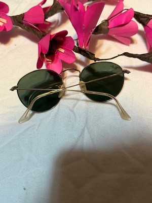 Ray-Ban Oval Sunglasses Gold Metal Frame Green Tinted Glass Lenses