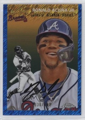 2023 Chrome Platinum Anniversary Blue Shimmer Refractor /100 Ronald Acuna Jr po7