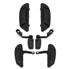 Black Front Rear Floorboards 1.25" Long Angled Footpegs Touring