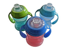 Nuby 3 Pack Two Handle No Spill 10 oz. Toddler Sippy Cups - Spill Proof New