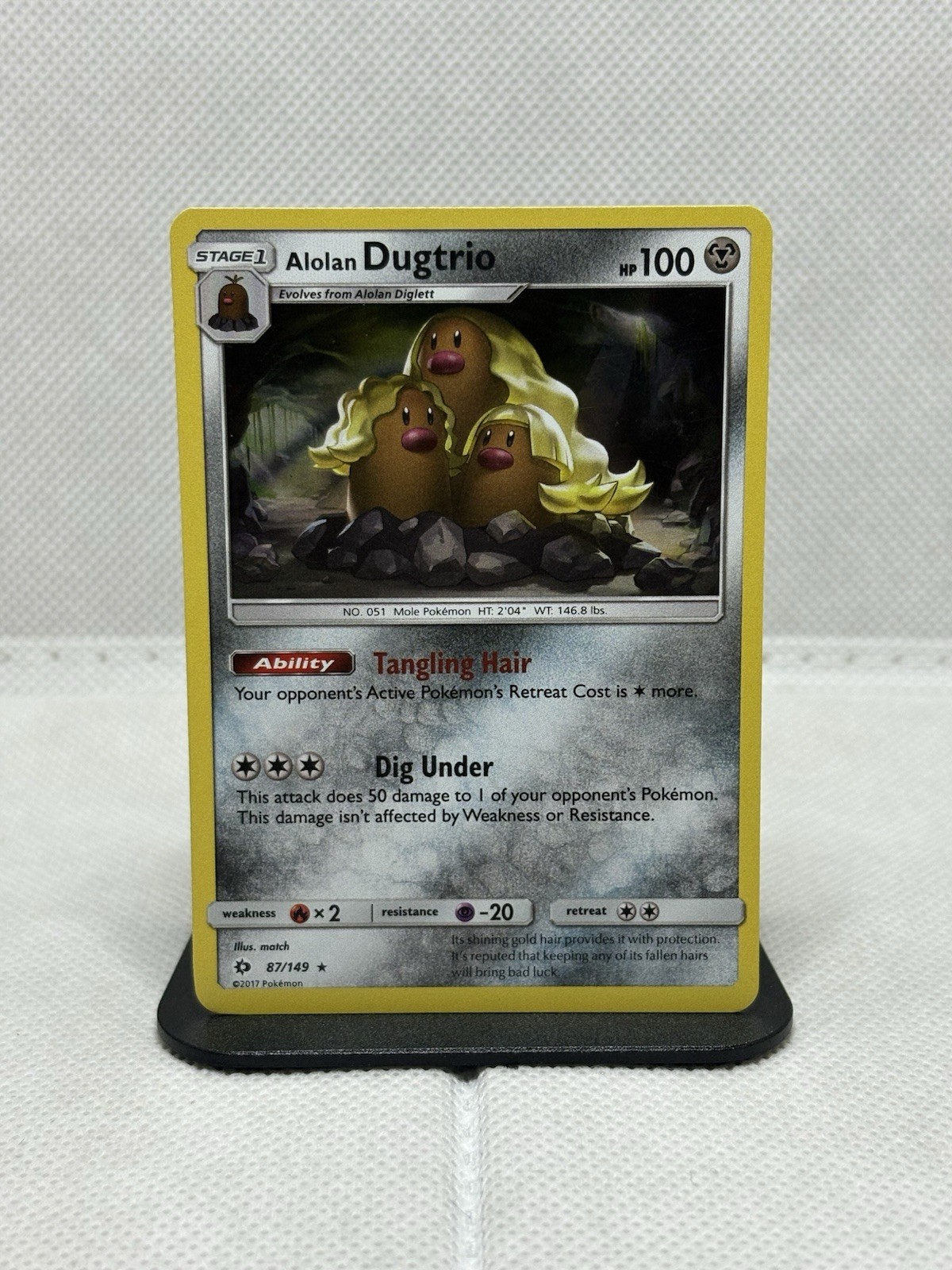 Alolan Dugtrio 87/149 Rare Sun & Moon Base Set Pokemon Holo LP