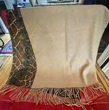 Neiman Marcus 100% Wool Shawl / Wrap – Reversible – Fringe – 80” x 28”