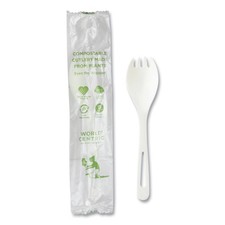 World Centric RKPSI TPLA Compostable Cutlery Spork - White (750/Carton) New