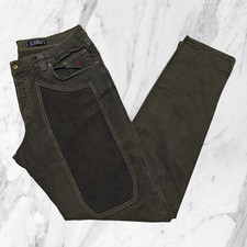 JECKERSON Jeans Uomo Toppe Alcantara Verde Oliva Scuro Taglia 40 / 54 ITA