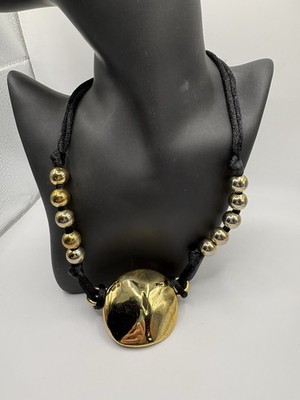RLM Studio Robert Lee Morris Brass Beaded Pendant Cord Necklace