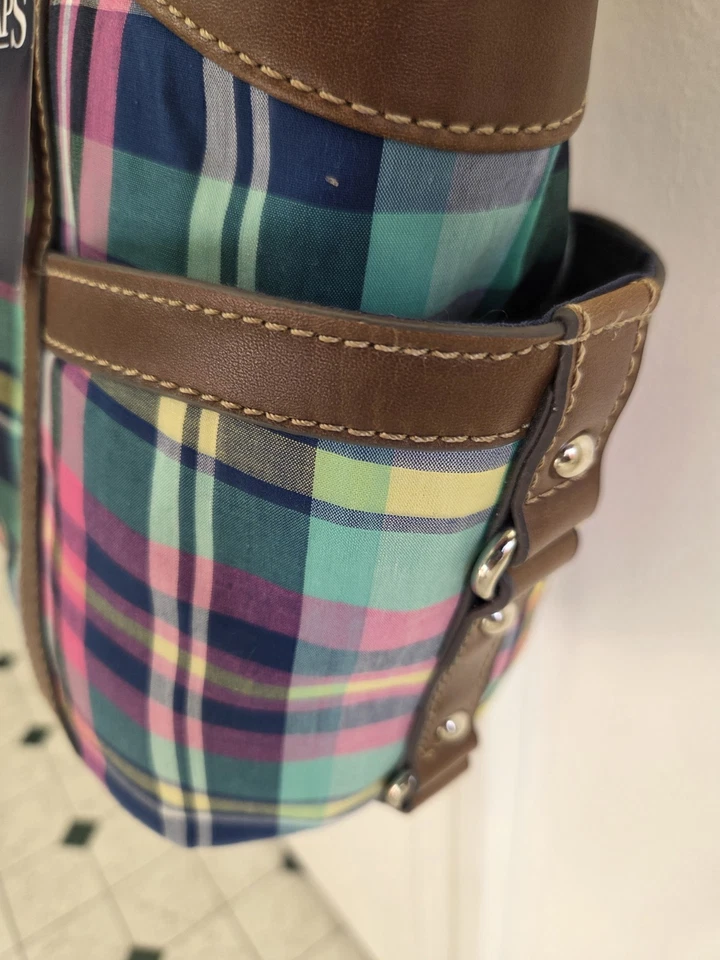 Chaps яркий клетку Ryder среднего размера наплечная сумка с короткими ручками розовый синий бирюзовый коричневый новый - Изображение 4 из 4