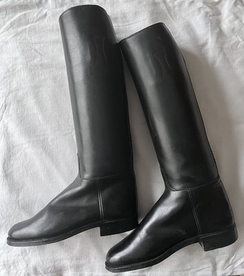 Vintage Moss Bros Covent Garden Black Tall English Leather Riding Boots Size UK5