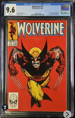 Wolverine #17 (Marvel Comics Late November 1989) CGC Graded 9.6 White Pages