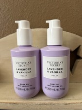 Victorias Secret Lavender  Vanilla 'RELAX' Body Oil Lot Of 2 6.7 fl oz Each NEW
