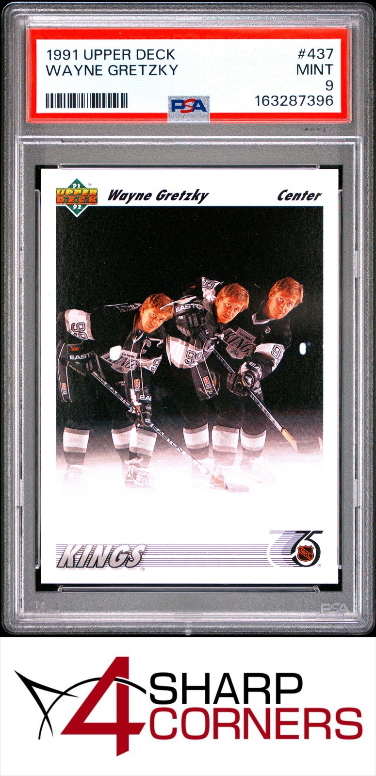 1991 UPPER DECK #437 WAYNE GRETZKY KINGS HOF PSA 9