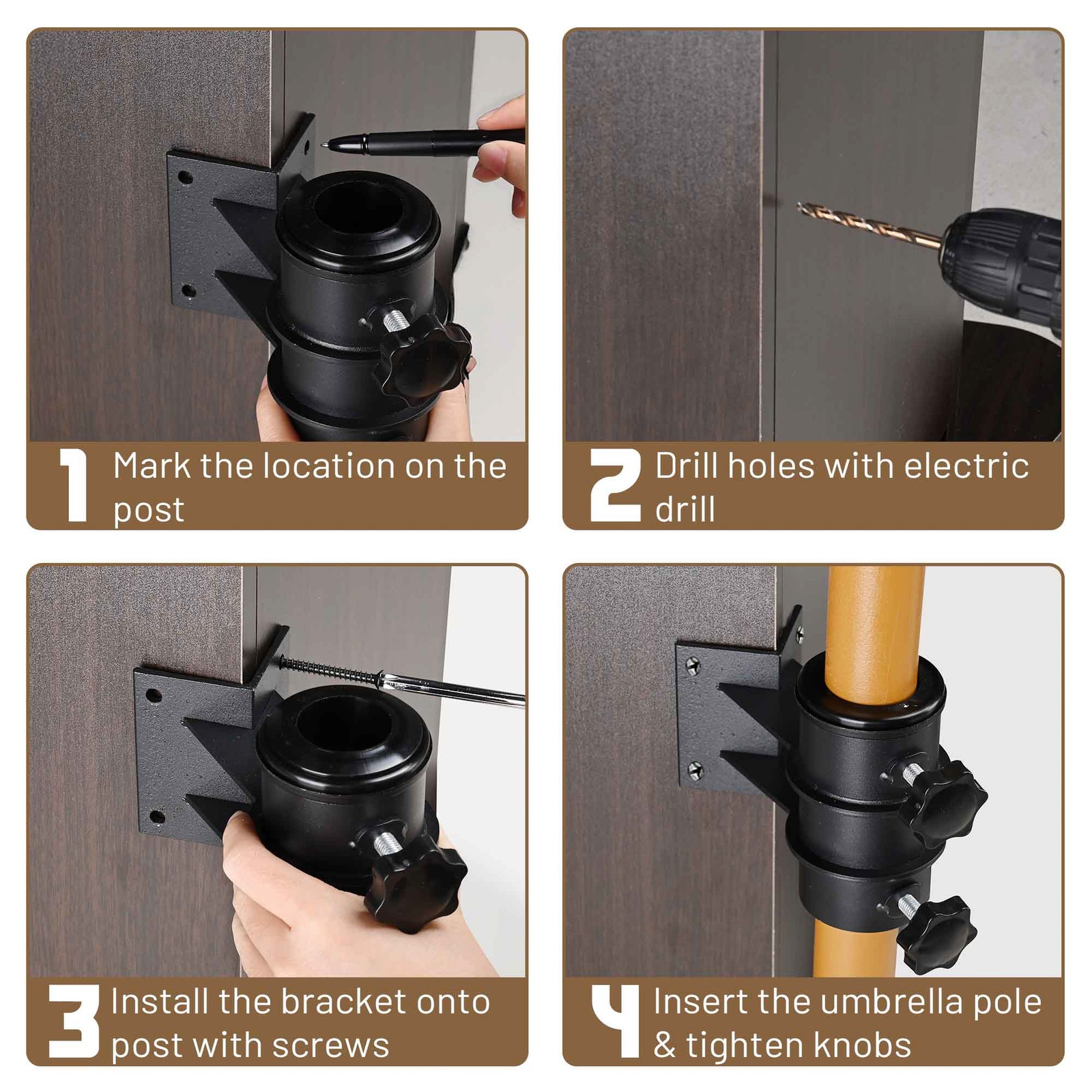 LAGarden Patio Umbrella Corner Mount Bracket for Deck Railing Balcony Courtyard