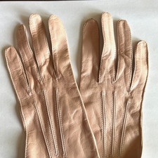 Vintage 1960s Max Mayer's Table Cut Pink Leather Ladies S Gloves NOS Made in USA