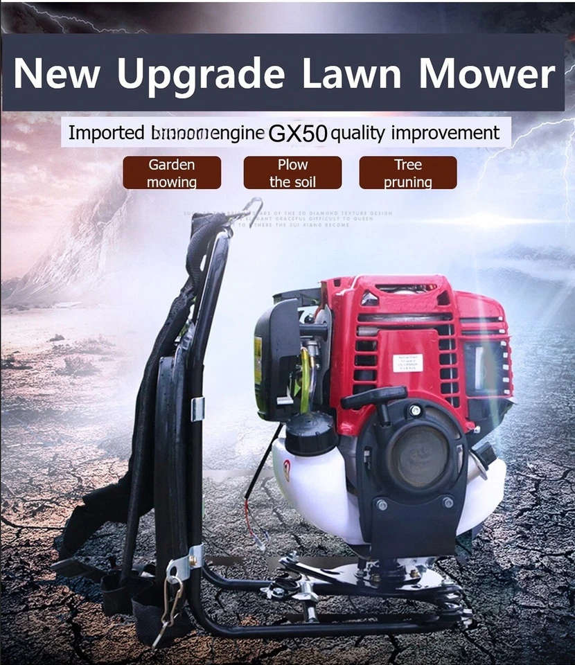 Backpack 4 Strokes Weed Wacker Trimmer Edger Lawn Rotary Scissors 2 poles GX50 - Image 4 of 4