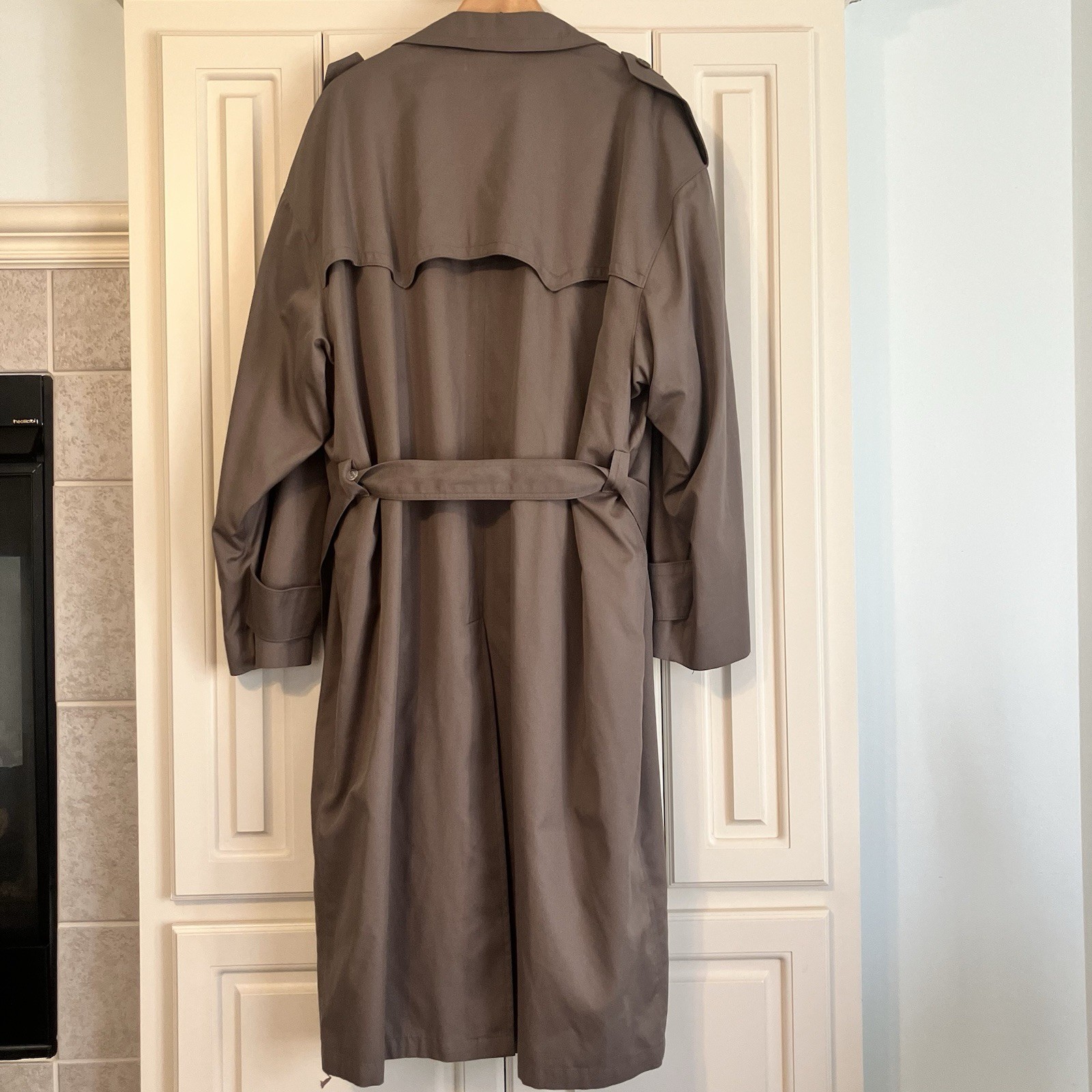 Vintage Christian Dior Monsieur 48R Tan Lined Wool Trench Coat Belted Waist thumbnail 5