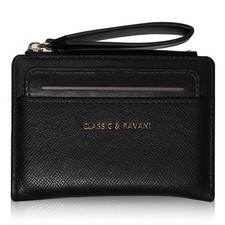 Lapensa Small Wallet for Women,Bifold RFID Blocking Card Holder Wrist Black