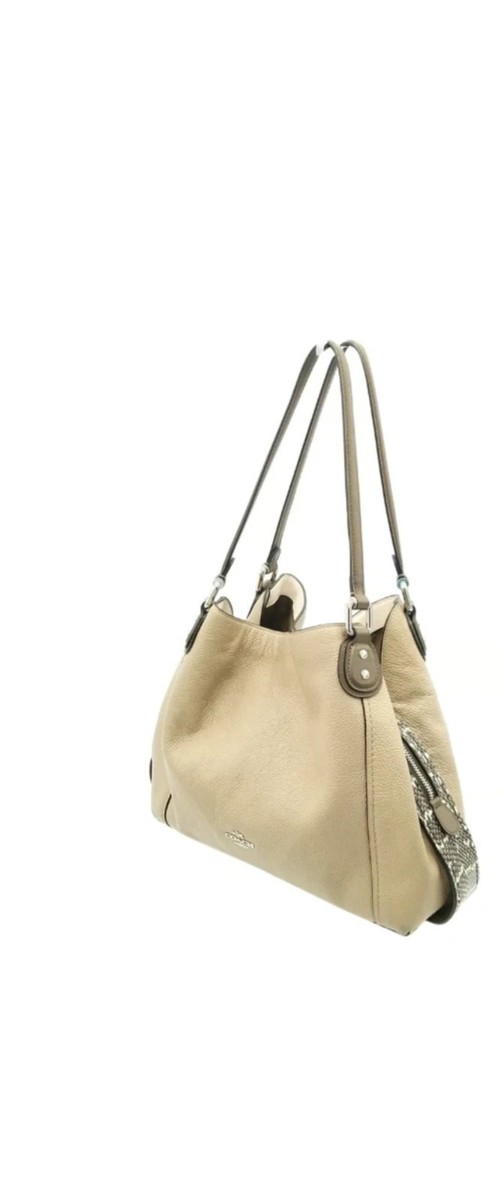 バッグ coach grunge shoulder bag beige silver Coach Beige Pebbled Leather Shoulder Bag Silver Hardware Zipper