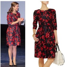 NWOT Oscar de la Renta Black and Red Floral Dress size6