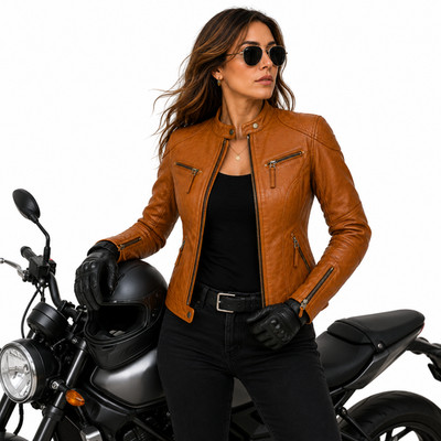 Ladies Motorcycle Leather Racing Jacket Motorbike CE Armours