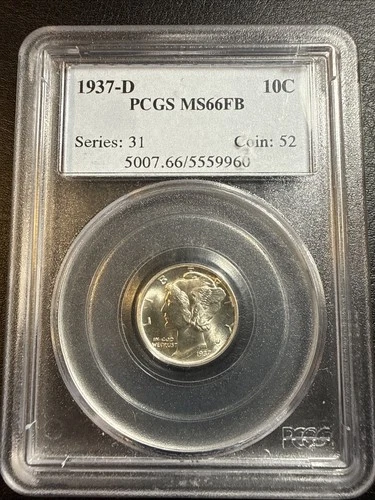 1937-D Mercury Dime 10c PCGS MS66 FB Silver Coin