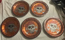 HALLOWEEN birthday PIRATE PARTY PAPER 7" PLATES LOT 5 X 8pc  40Qty medium size