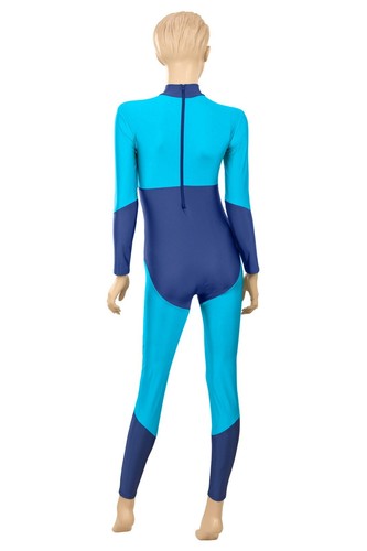 Ganzanzug Turnanzug Catsuit "Lisa" zweifarbig Marine-Türkis stretch shiny - Bild 4 von 9