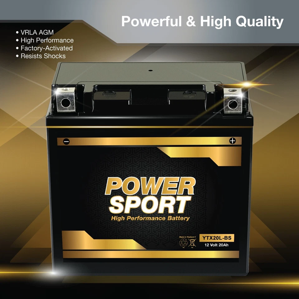 YTX20L-BS Battery Replacement for American IronHorse Slammer Motorcycle Foto 2 de 4