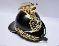 Casco de bombero de latón de colección armadura estilo antiguo negro equipo de extinción de incendios Navidad