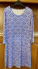 NWT Lulu b UPF 50 Purple White Sun Proof 3/4 Dress Sz S Lu Lu B
