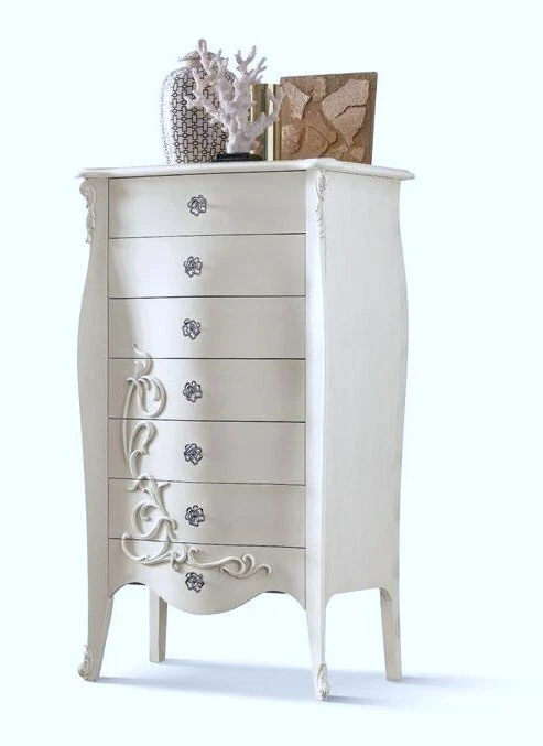 MOBILE CASSETTIERA IN LEGNO CON FINITURA DI PREGIO NOCE/ORO O LACCATA BIANCA  - Immagine 2 di 4