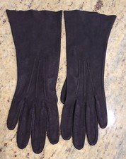 Vintage Size XS S 6 Thin Suede Leather Black Formal 10" Gloves
