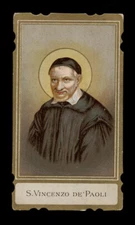 antique santino chrome-holy card S.VINCENZO DE PAOLI