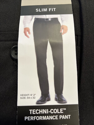 Kenneth Cole Reaction Pants Mens 32X32 Black Flat Front Super Flex Waistband